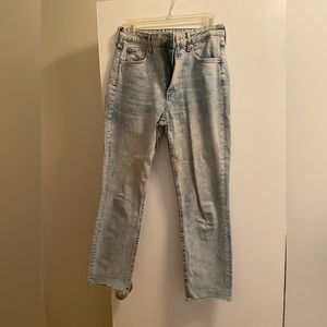 Raw hem straight leg jeans